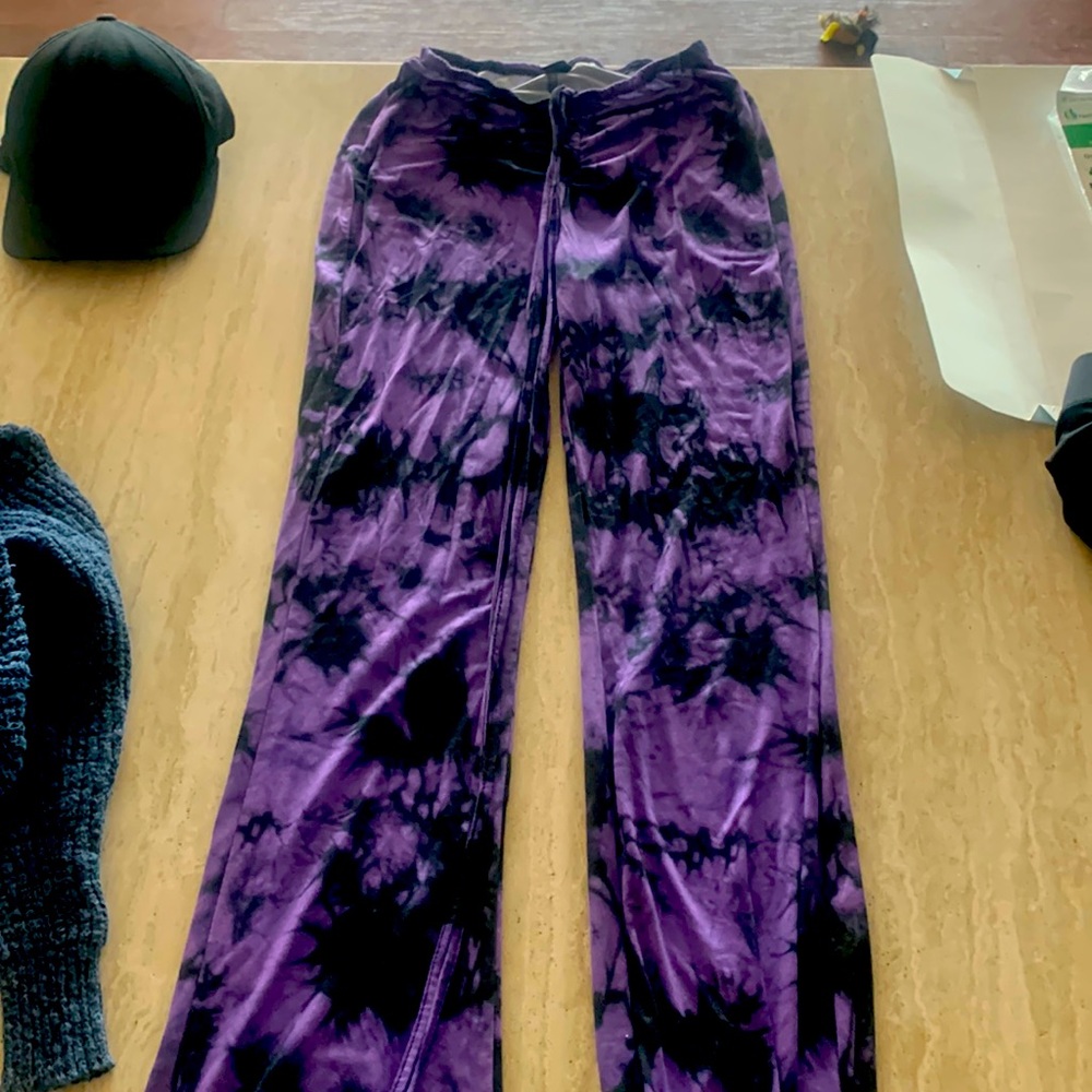 Purple Tye Dye 70s Pants